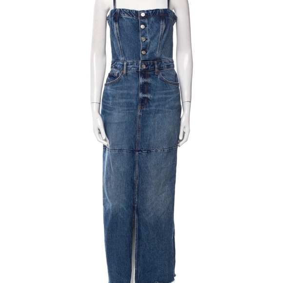 Reformation Tazz Maxi Denim Dress Hemlock - Size 4 - Picture 3 of 4